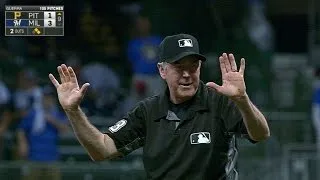 Marte's single bounces off umpire