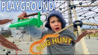 PLAYGROUND BUG HUNT for KIDS!! CENTIPEDES, Slugs, Worms, ROLY POLYS, Maggot & MORE!! Swing and Slide