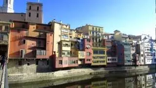 Onyar river, Girona, Catalonia, Spain, Europe