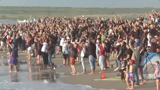 Spectators watch as SpaceX Starship rocket explodes after launch