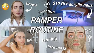 AT HOME PAMPER ROUTINE | SELF CARE | DIY ACRYLIC NAILS | TANNING | HAIR | Conagh Kathleen