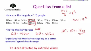 Quartiles from a List - Corbettmaths