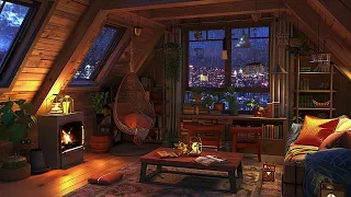 Cozy Attic Retreat | Rain Sounds by the Fireplace for Ultimate Relaxation and Deep Sleep 🌧️