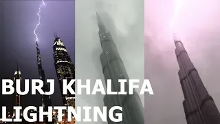 Heavy Rain in Dubai || Thunderstorm Hit Burj Khalifa || Lightning hit Burj Khalifa