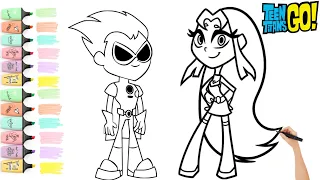 Coloring Teen Titans Go Robin and Starfire Coloring Page | Coloring videos for kids #coloringpages