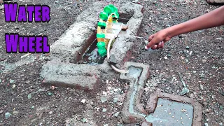 Primitive Mini Water Wheel Pump For Irrigation | Water Well Cement construction For Science Project