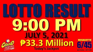 LOTTO RESULT TODAY 9pm July 5, 2021 (PCSO Lotto Results and Jackpot Today for 6/55, 6/45 and 4D)