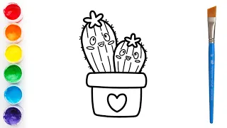 Cactus 🌵 Plant Drawing, Painting and Coloring for kids and toddlers | Draw Cactus #cactus #plants