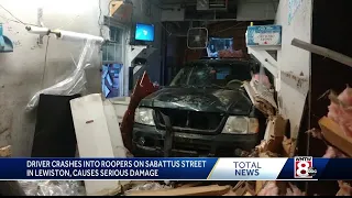 Driver loses control, smashes into Lewiston store