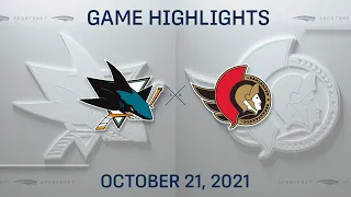 NHL Highlights | Sharks vs. Senators - Oct. 21, 2021