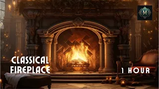 Melodic Moods | 1 Hr | Classical Fireplace | Fire Crackle | Classical Music | Relaxing