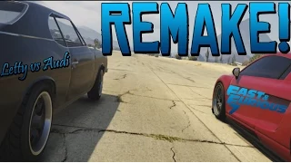 GTA 5 remake: furious 7 lettys drag race (Audi R8 VS Plymouth barracuda)