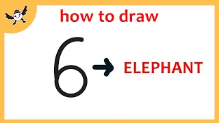 Easy Drawing Elephant | How to Draw an Elephant Using 6 Number