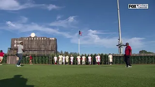 Reds & Cubs players and legends emerge from corn field at MLB at Field of Dreams