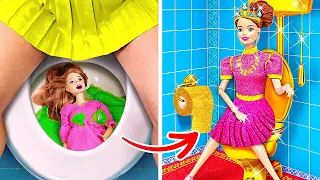 TRANSFORMACIÓN DE MUÑECAS RICA VS POBRE barbie 💵 *Construí una casita secreta 💋 Por YayTime!