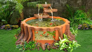 Creative ideas! How to Make beautiful waterfall fish tank from cement