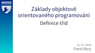 Definice tříd - Základy objektově orientovaného programování