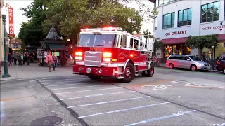 Fire Trucks Responding CODE-3 to Hospital Fire Alarm