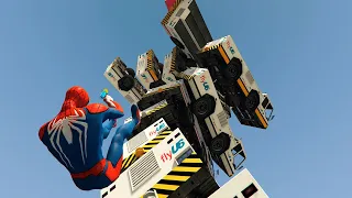 GTA 5 Epic Ragdolls And Fails #28 ( Epic Line Of Cars Falling With Spider-Man )