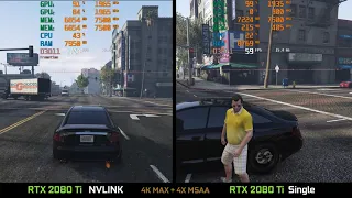 RTX 2080Ti NVLINK vs RTX 2080 Ti Single  - Grand Theft Auto V 4K