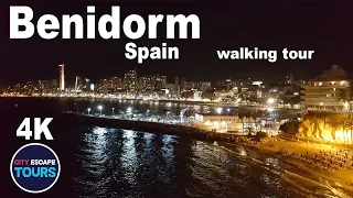 Benidorm, SPAIN 🇪🇸  Walking Tour, Benidorm by night, Old Town (4k UHD 60fps)