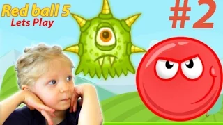 Игра Red Ball 5 или Красный шар 5 против паучков ЧАСТЬ #2. Игра мультик для детей