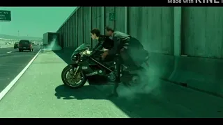 Matrix movie bike race action seen // bike race seen on doom song