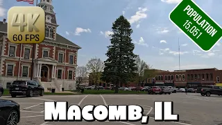 Driving Around Downtown Macomb, IL in 4k Video