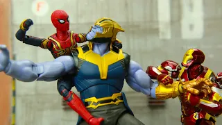 Spider-man and Iron Man Team up to Fight Thanos In Spider-verse | Figure Stop Motion