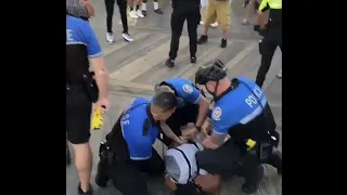 WARNING GRAPHIC CONTENT: Moment five white Maryland police officers taser and arrest black teenager.