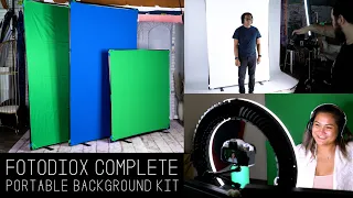 Complete Portable Background Kit - Green/Blue, Black/White & Diffusion Backgrounds in Multiple Sizes