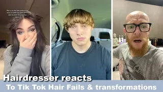 Hairdresser reacts to Tik Tok hair fails and wins compilation.