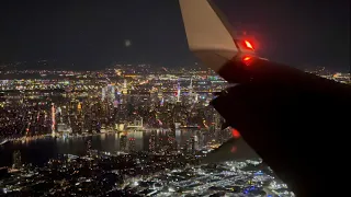 Spectacular Night Landing at New York City LaGuardia Airport (LGA)