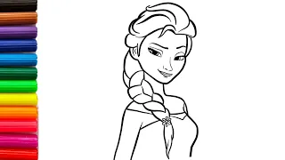 How to draw Elsa from frozen for kids | Drawing Cartoon characters | child art