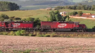 Trem carregado da KLABIN com quadra de SD40 ALL,  KM 06