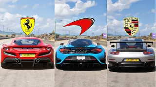 FH5 DRAG RACE - Ferrari F8 Vs Mclaren 765LT Vs Porsche GT2