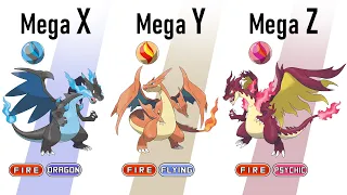 All 24 Starters Pokémon Mega X/Y/Z Evolve (Gen 1 to Gen 8)