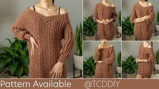 How to Crochet: Cable Sweater Dress | Pattern & Tutorial DIY