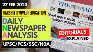 27th February 2023-The Hindu Editorial Analysis+DailyCurrent Affair/News Analysis by Harshit Dwivedi