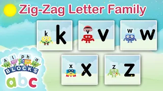 @officialalphablocks - Zig-Zag Letter Family | Learn How to Write App