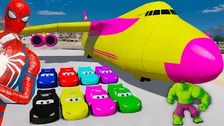 Spiderman McQueen Cars Transportation On Biggest Plane - GTA 5 Mods