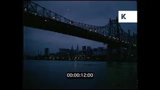 1980s New York, City Skyline and Queensboro Bridge at Night, 35mm