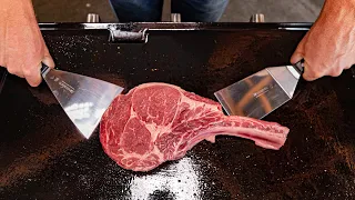 I use this TECHNIQUE to cook a thick Tomahawk on a Flat Top Griddle