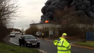 Newport Pagnell Factory Fire BEST VIDEO!! Extended clips day/night