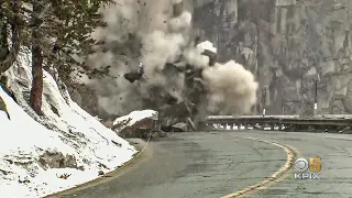 Caltrans Blows Up Boulder Blocking Highway 50 at Echo Summit