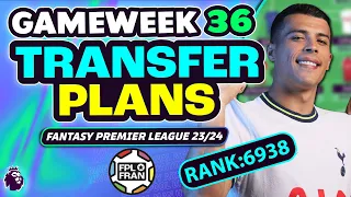 FPL GW36 MY TRANSFER PLANS! | RANK: 6938 | Fantasy Premier League 2023/24