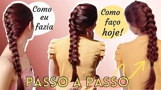 Assim fica bem melhor! Aprenda como fazer trança embutida sozinha | Passo a passo (Trança invertida)