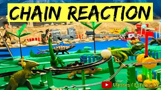 Dinosaur Invasion Chain Reaction | Rube Goldberg Machine | Stop Motion Animation Fun For Kids