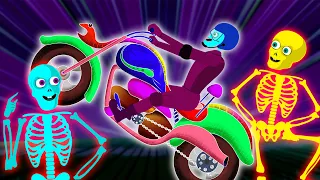 Crazy Skeleton Riders On GHOST BIKE | Rescue Len & Mini Midnight Adventure Fun Songs By Teehee Town