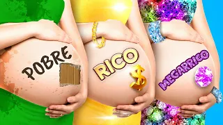 Mamá rica vs mamá pobre | ¡Trucos vs dispositivos! Situaciones divertidas por La La Amigos